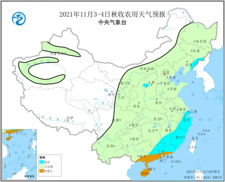 大部农区天气较好 适宜作物收晒和冬小麦播种