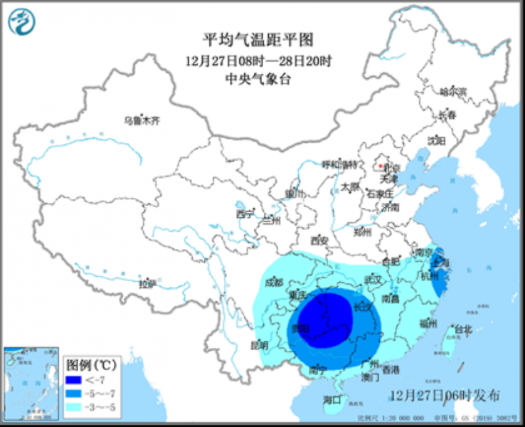 27日至28日我国南方地区气温持续低迷 