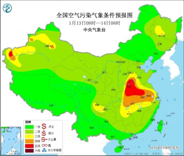 13日至14日华北南部黄淮中西部等地有霾天气 