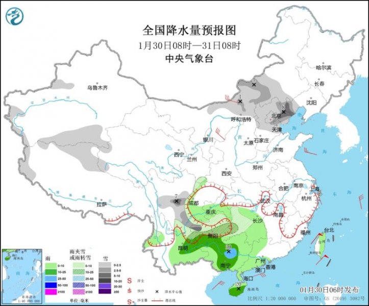 南方地区多阴雨雪天气 内蒙古河北辽宁部分地区有中到大雪 