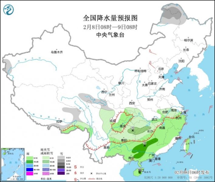南方地区将持续阴雨雪天气
