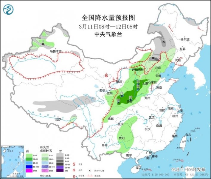 未来三天中东部地区将有明显雨雪天气 