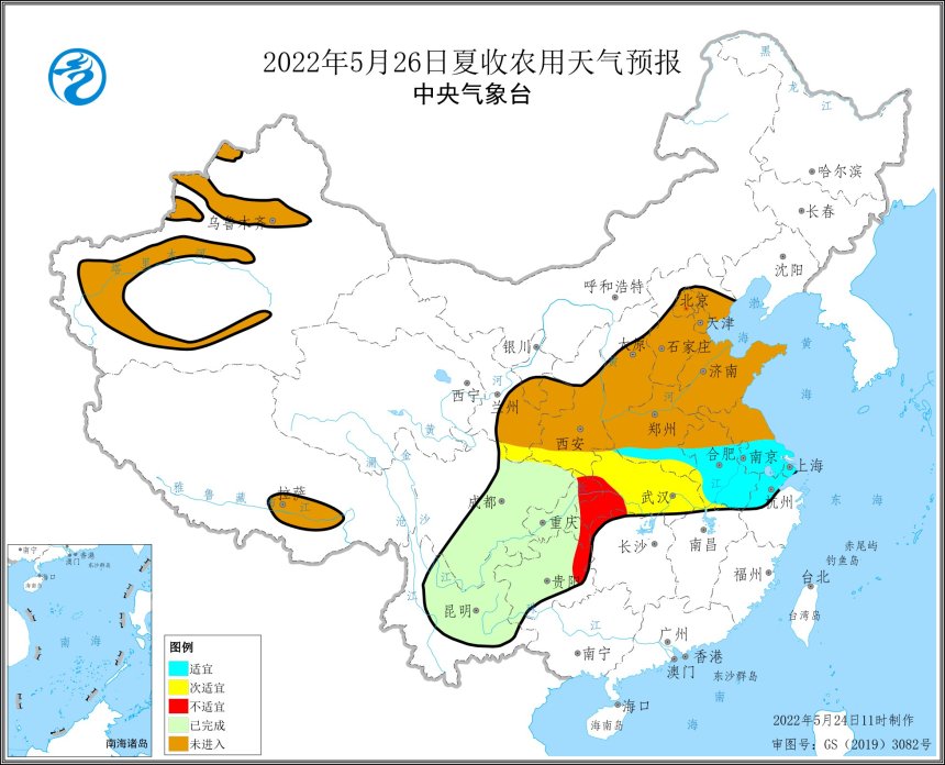 2527日夏收区大部天气适宜夏收冀豫鲁麦区需防范干热风