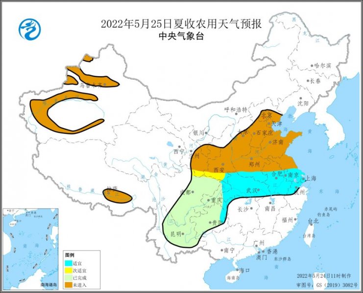 25-27日夏收区大部天气适宜夏收 冀豫鲁麦区需防范干热风