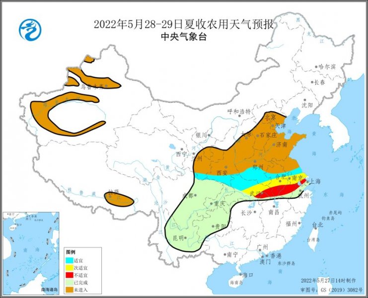 鄂苏皖避开28-29日强降水开展夏收