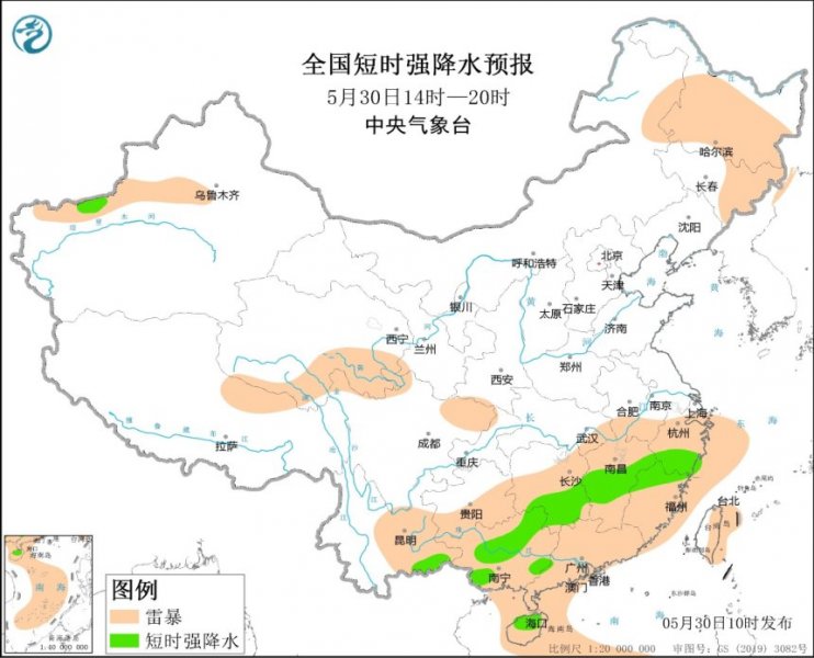 新疆湖南江西浙江福建云南广西等地将有强对流天气 