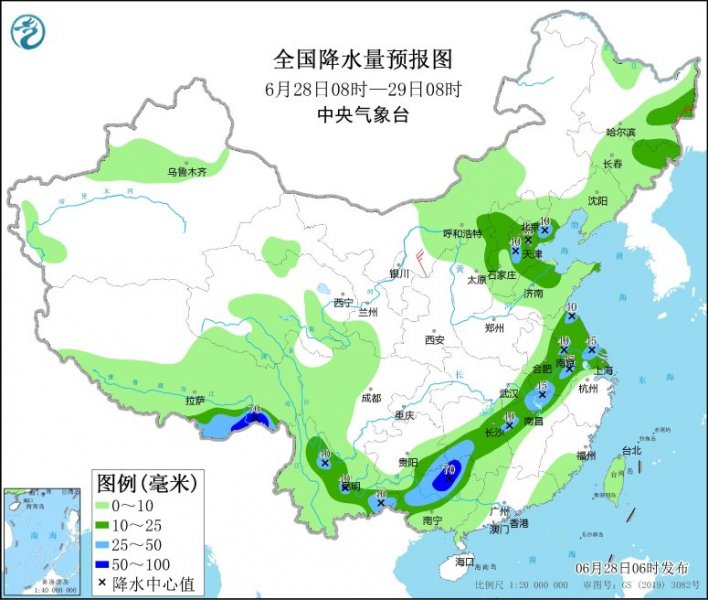江南北部华南等地部分地区有较强降水