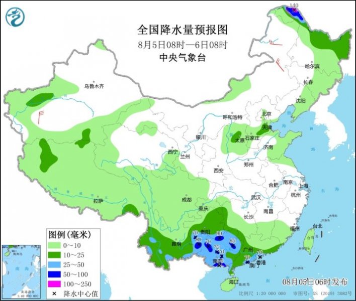 今日华南及贵州等地雨水多多   6-8日降雨和强对流齐聚北方