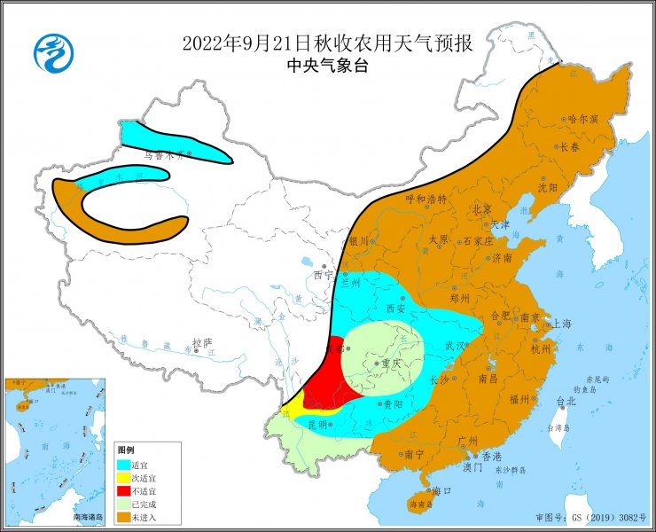 预计21-23日秋收区大部多晴少雨 利于秋收作业