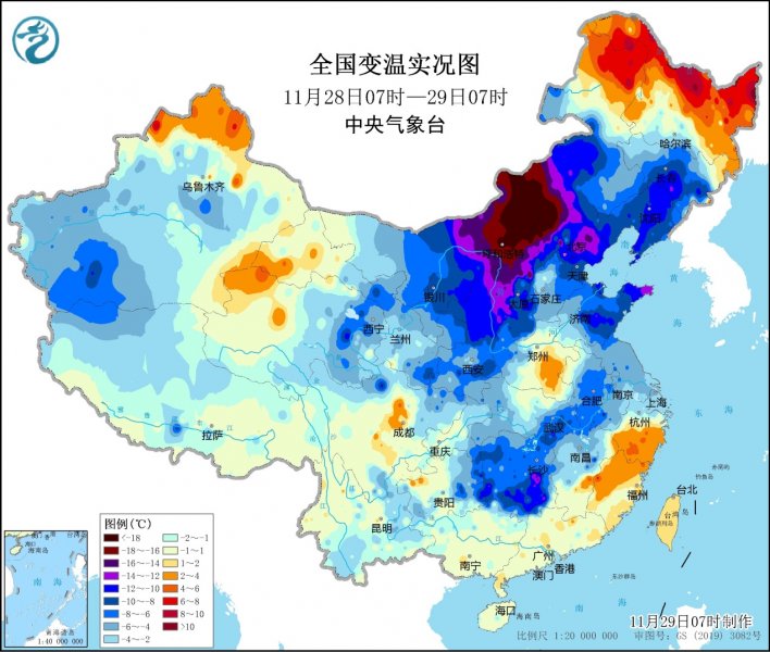 强冷空气大举入侵  大风 “速冻”中东部 南方部分地区或降雪