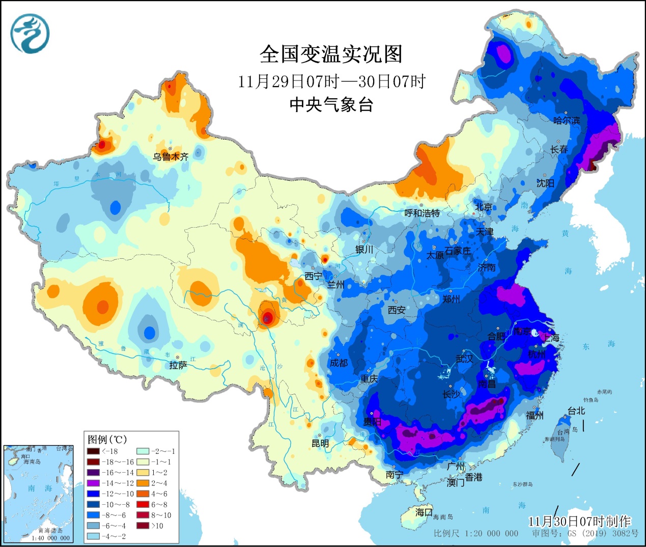 江苏安徽等地出现降雪 寒潮今天继续影响长江以南  