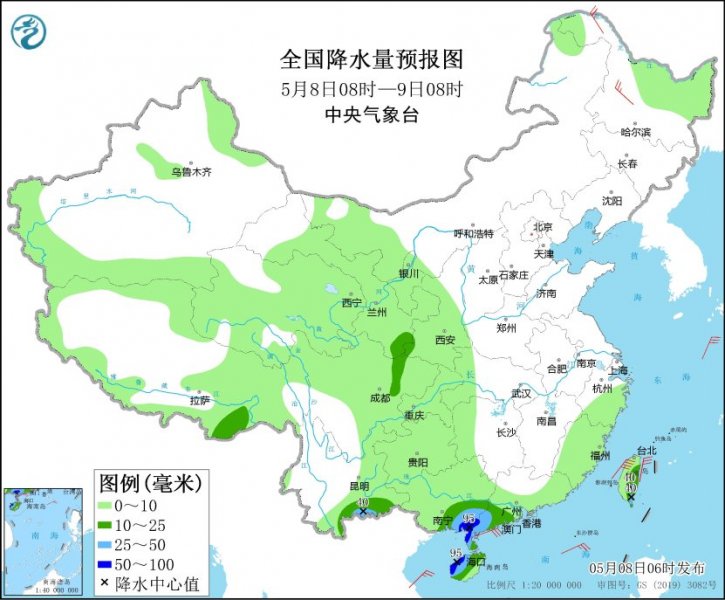 华南未来雨水频繁 我国西部地区有雨雪天气