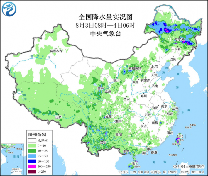 内蒙古黑吉等地出现强降雨 今日东北华北等地将有大到暴雨