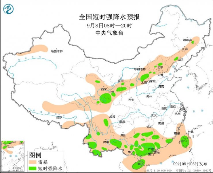 青海甘肃山西河北广西广东等地将有强对流天气
