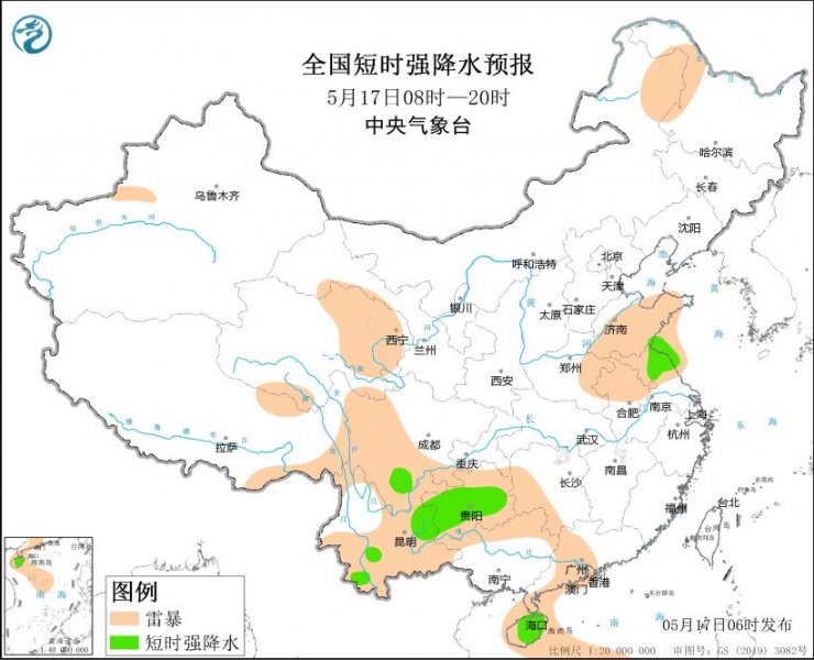 山东河南安徽江苏贵州等地将有强对流天气