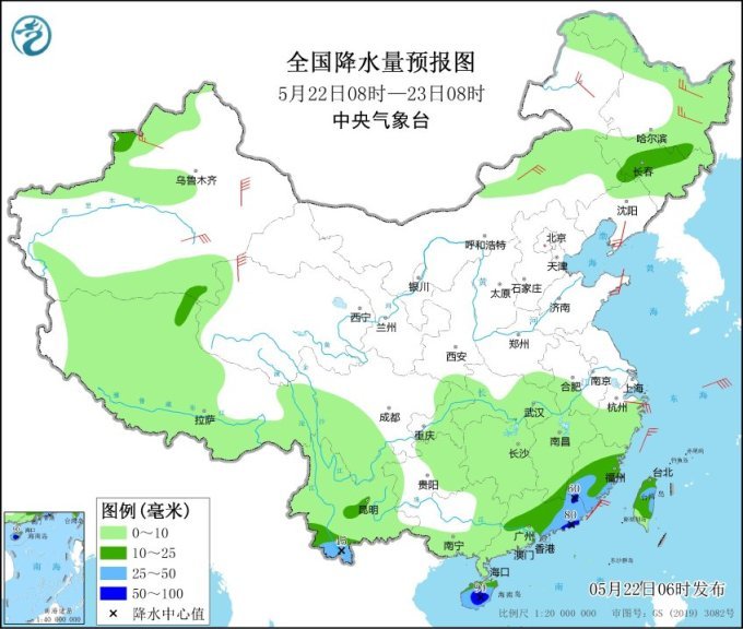 未来三天华南沿海有较强降雨 华北东北等地多对流性降雨