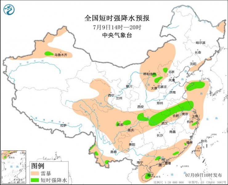 江苏湖北四川重庆等地将有强对流天气