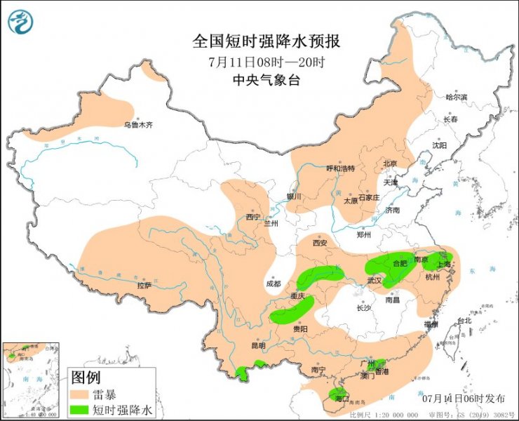 陕西河北贵州重庆安徽江苏等地将有强对流天气