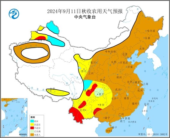 11-13日四川盆地西部云南南部多降水 需避雨收获成熟作物