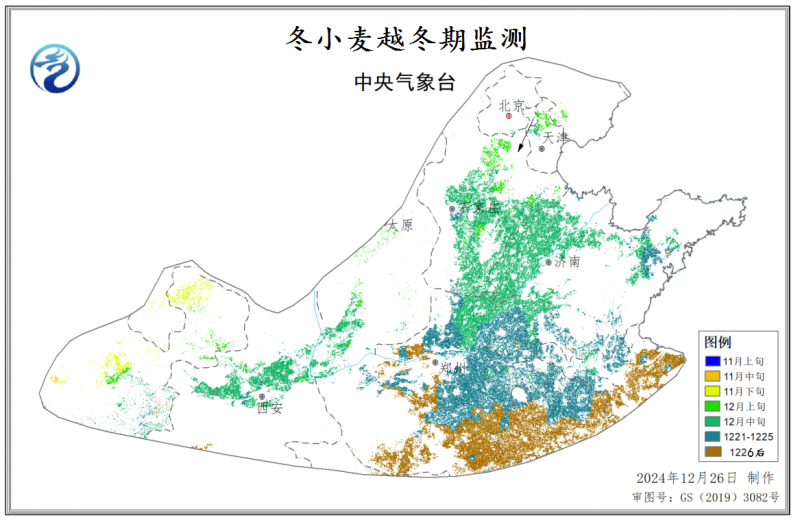 华北、黄淮大部小麦停止生长 旺长苗比例较上年同期偏高