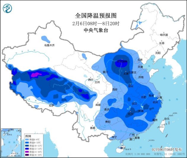 6日至8日寒潮影响中东部 华北部分地区阵风可达9~10级
