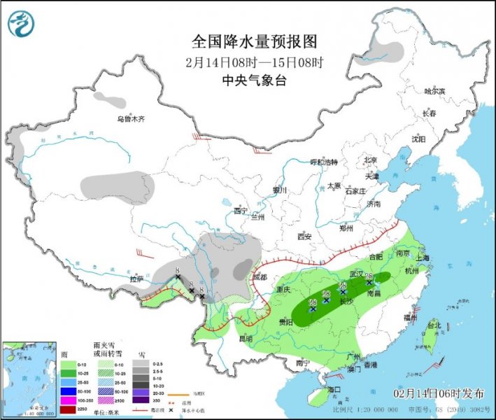 14日至15日西南地区东部至长江中下游地区等地有小到中雨