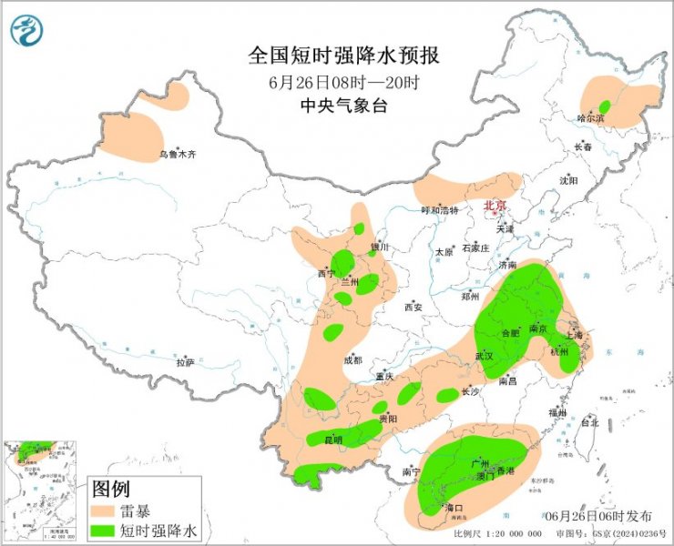 江苏安徽山东广东甘肃等地将有强对流天气