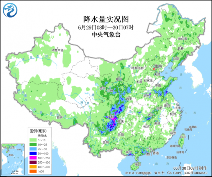 四川东北部重庆等地有暴雨或大暴雨  北方地区多阵雨或雷雨天气