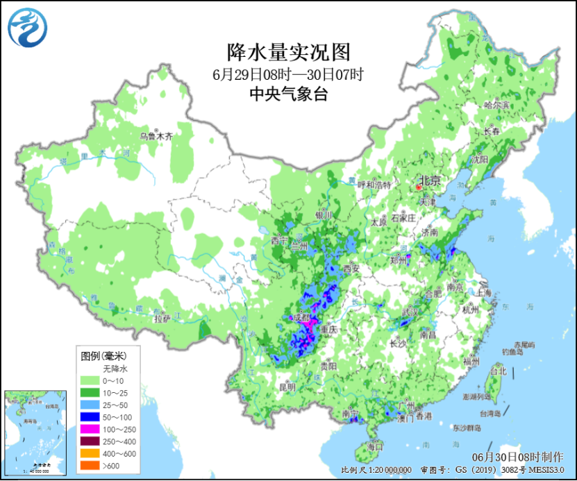 四川东北部重庆等地有暴雨或大暴雨  北方地区多阵雨或雷雨天气
