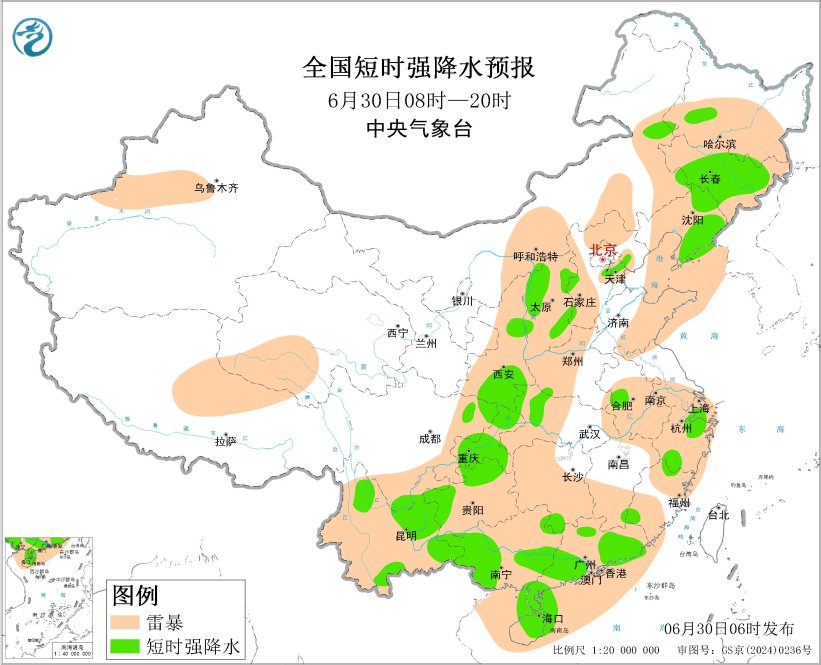 陕西山西河北湖北重庆云南广西广东等地将有强对流天气