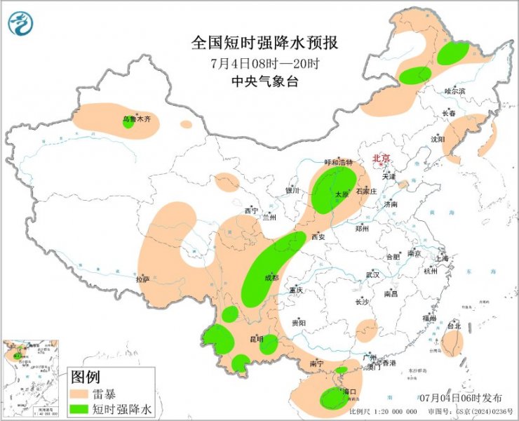 四川陕西山西云南黑龙江等地将有强对流天气