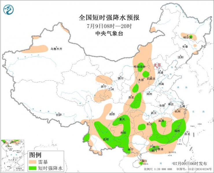 福建广东云南广西山西等地将有强对流天气