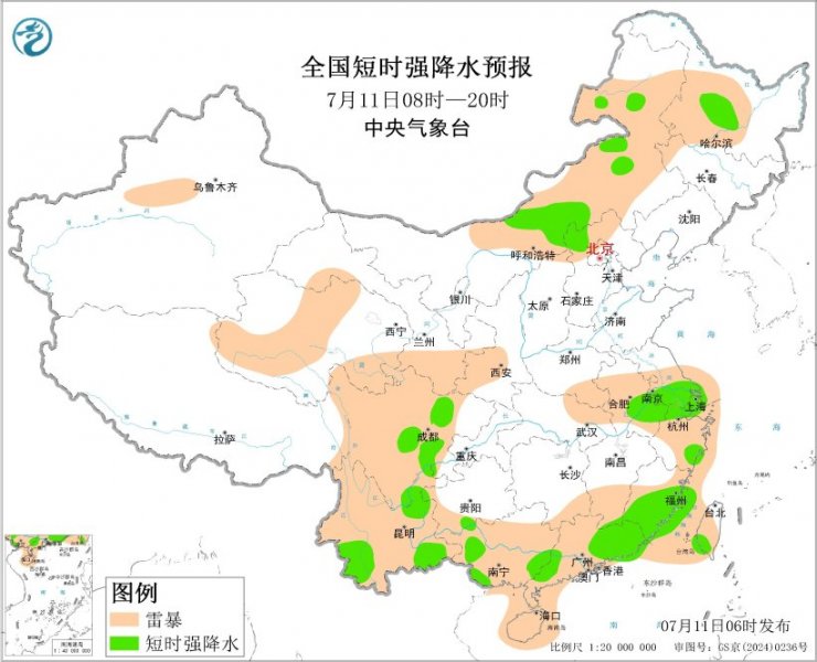 内蒙古黑龙江吉林福建四川重庆等地将有强对流天气